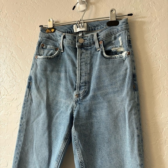AGOLDE Nico High Rise Slim Fit Button Fly Light Wash Organic Cotton Denim Jeans - Picture 6 of 10